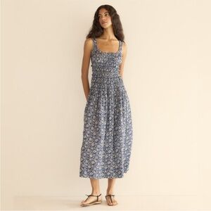 Doen Marianne Dress Midi Maxi Sleeveless Organic Cotton Jessamine Calico Floral
